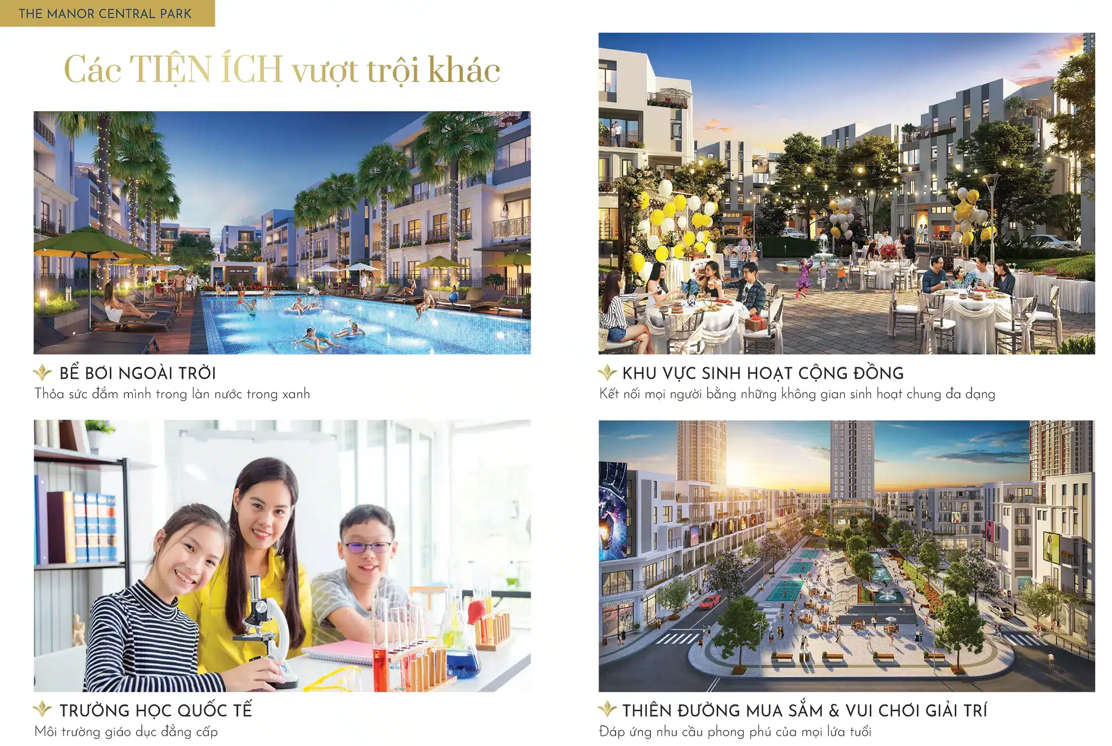 Hệ thống tiện ích vượt trội tại The Manor Central Prak mang đến cho cư dân cuộc sống lý tưởng. Hệ thống tiện ích vượt trội tại The Manor Central Prak mang đến cho cư dân cuộc sống lý tưởng.