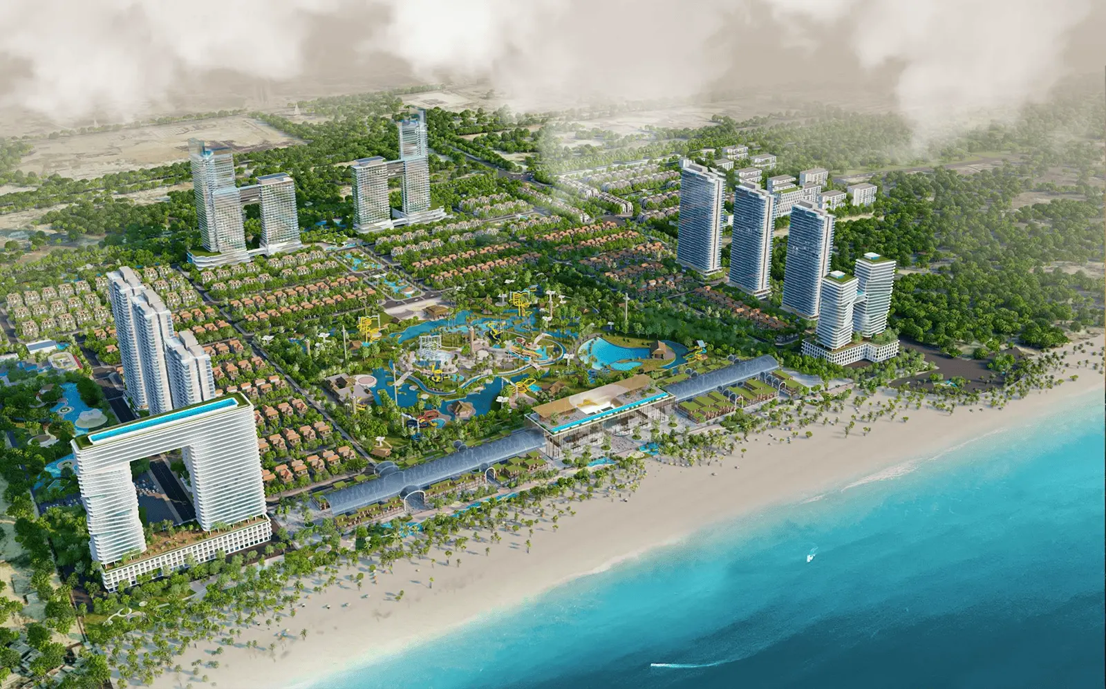 Phối cảnh dự án khu đô thị Sun Group Vũng Tàu bên bờ biển xinh đẹp.