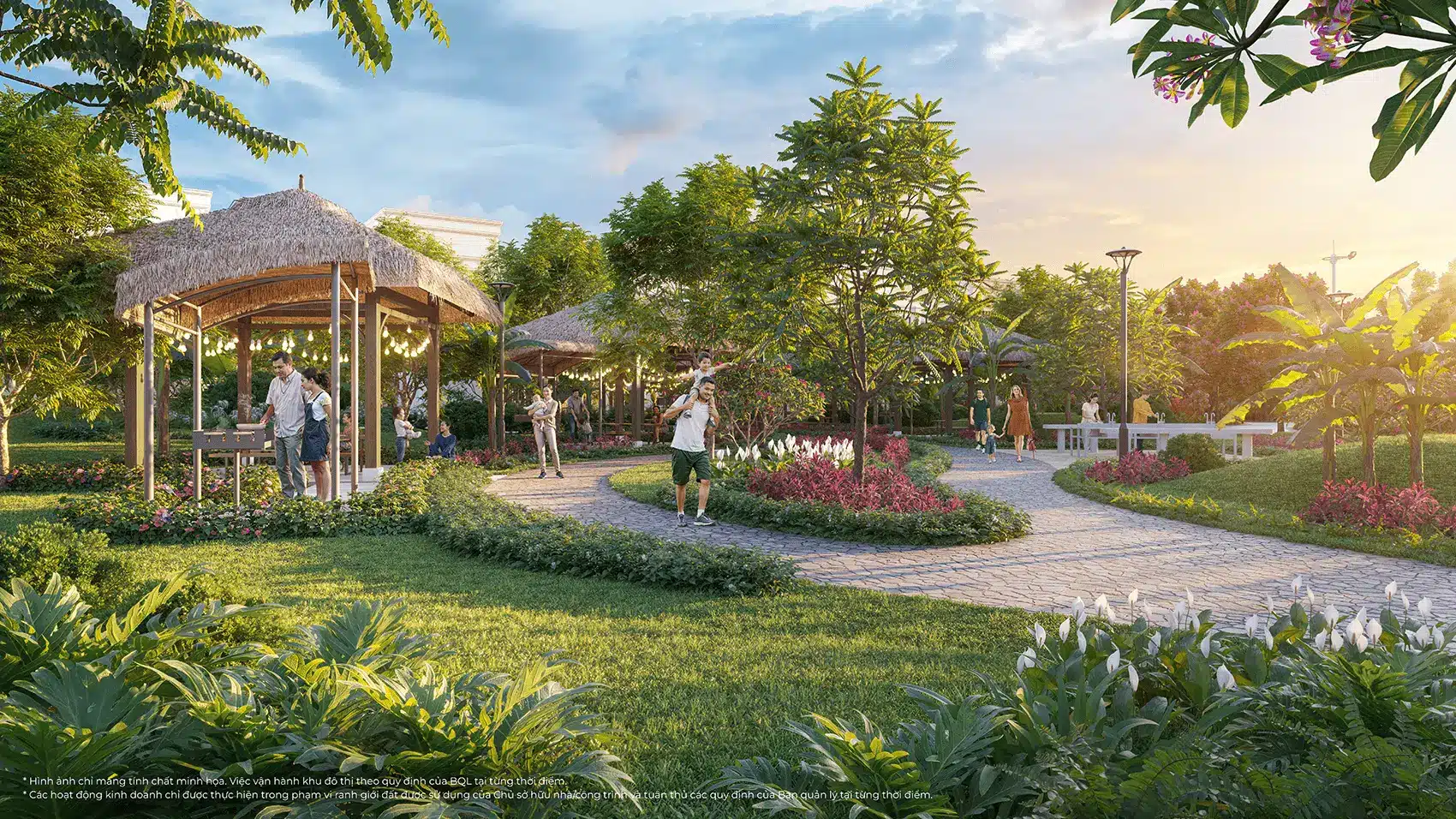 Khuôn viên xanh mát và tiện ích toàn diện tại Vinhomes Green City, nơi lý tưởng cho cuộc sống thịnh vượng.